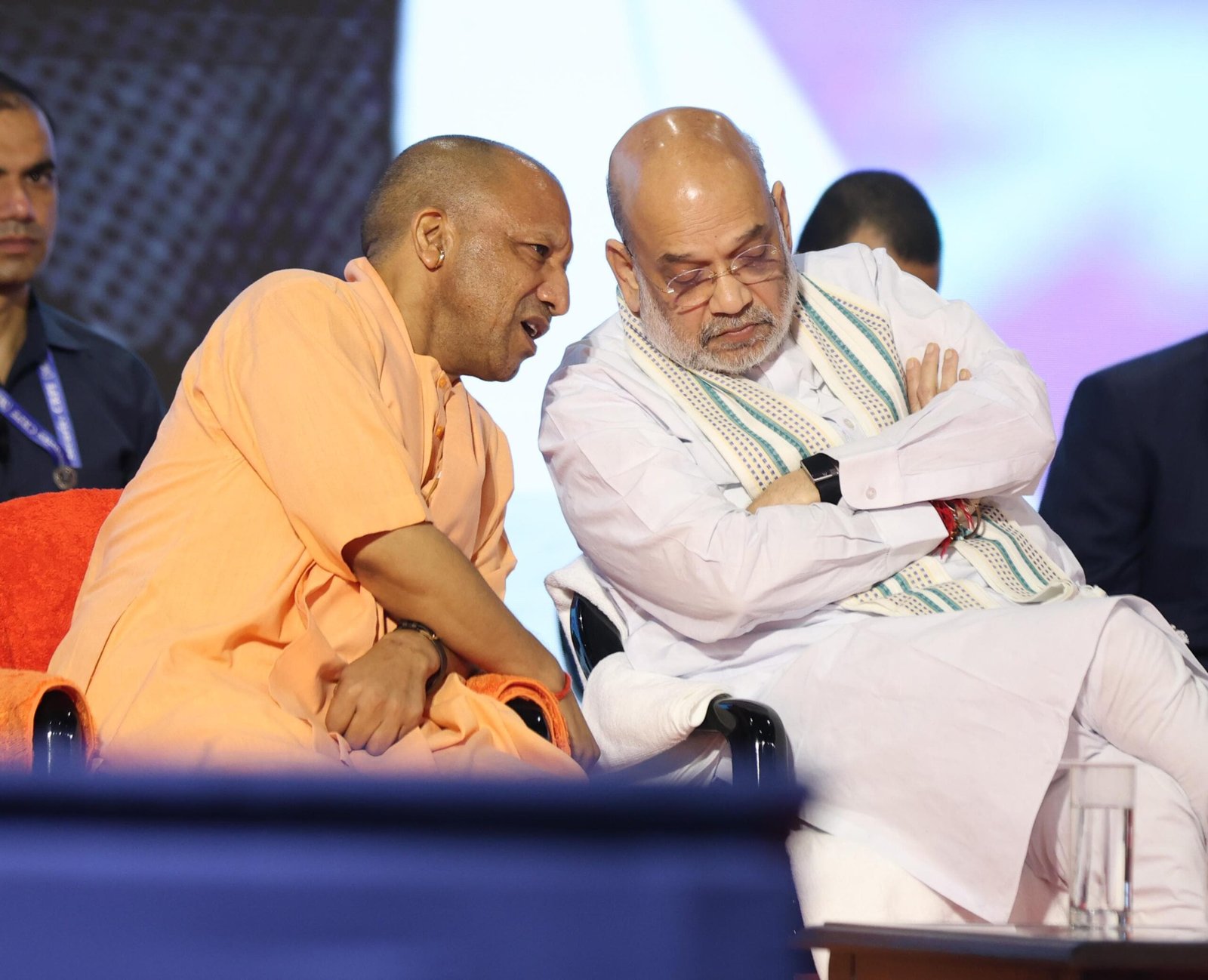 ट्रेड शो में उपस्थित केंद्रीय मंत्री अमित शाह व सीएम योगी।